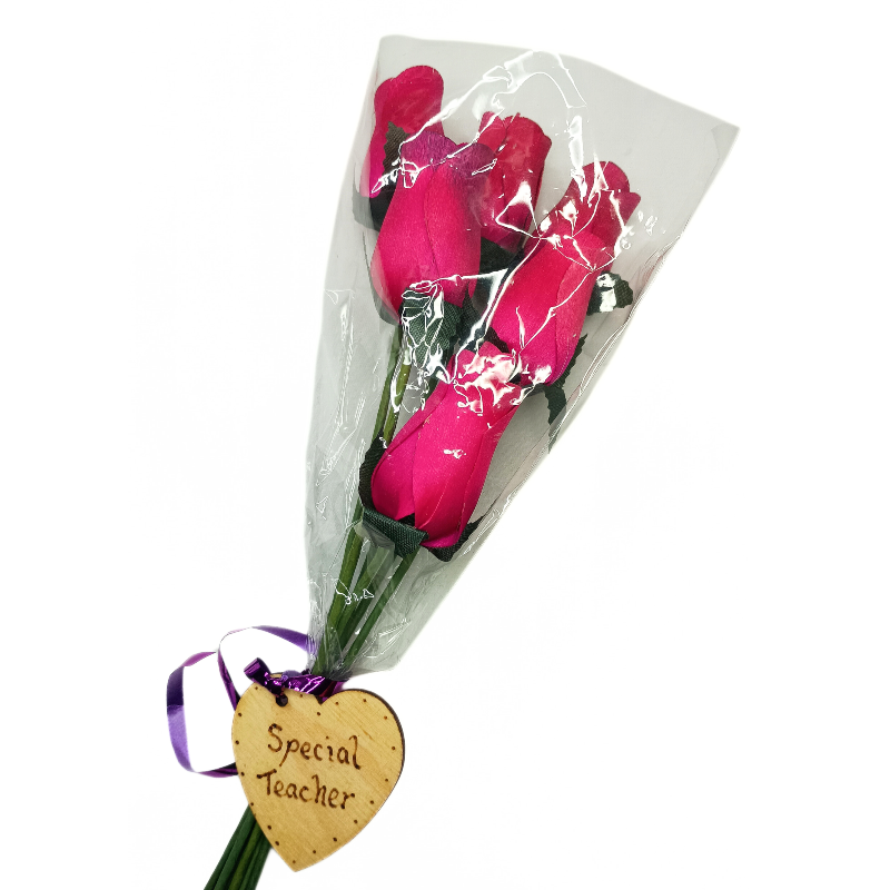 Wooden Rose Bouquet - Hot Pink - Special Teacher