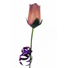 Single Wooden Rose - White and Purple Glitter