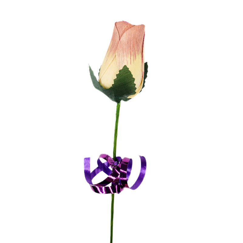 Single Wooden Rose - White & Pink
