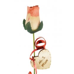 Single Wooden Rose - White...