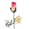 Single Wooden Rose - Pink and White - Thinking of You