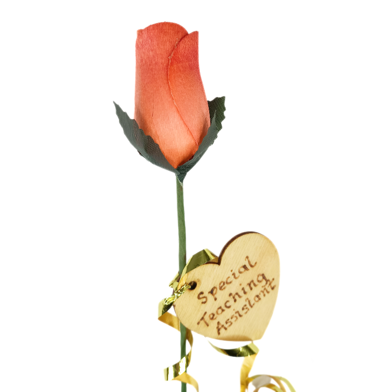 Single Wooden Rose - Orange - Special Teaching Assistant