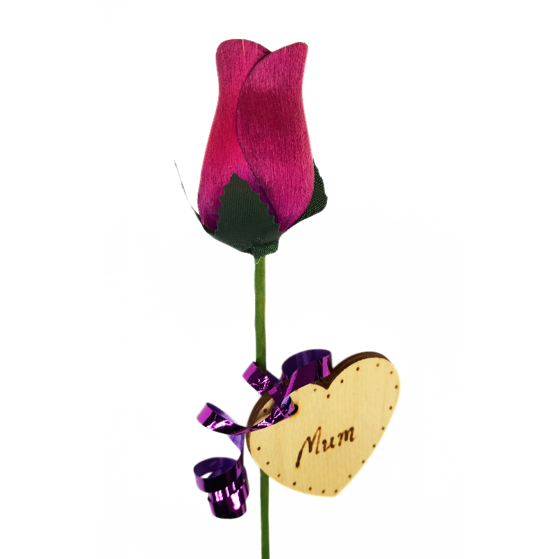 Single Wooden Rose - Purple - Mum