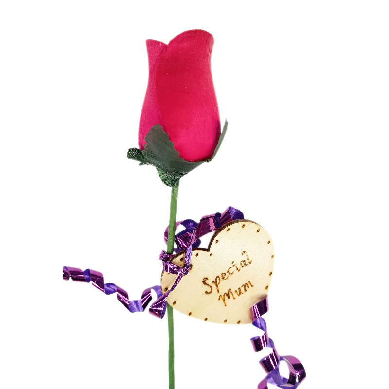 Single Wooden Rose - Hot Pink - Special Mum