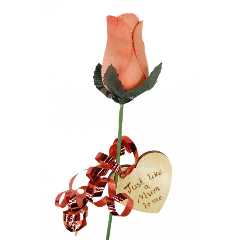 Single Wooden Rose - Orange - Just Like a Mum to Me
