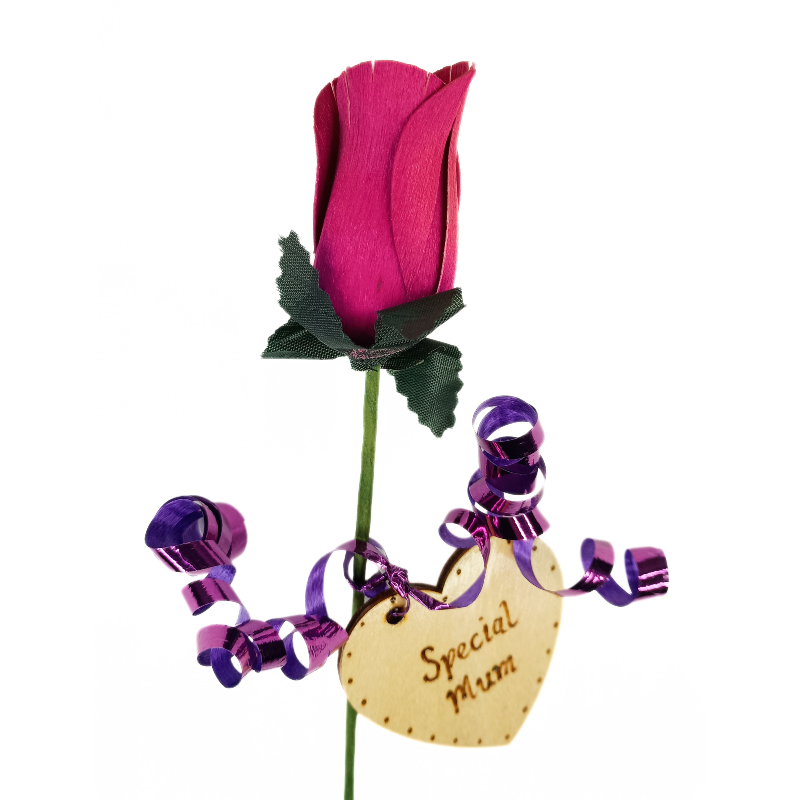 Single Wooden Rose - Magenta - Special Mum