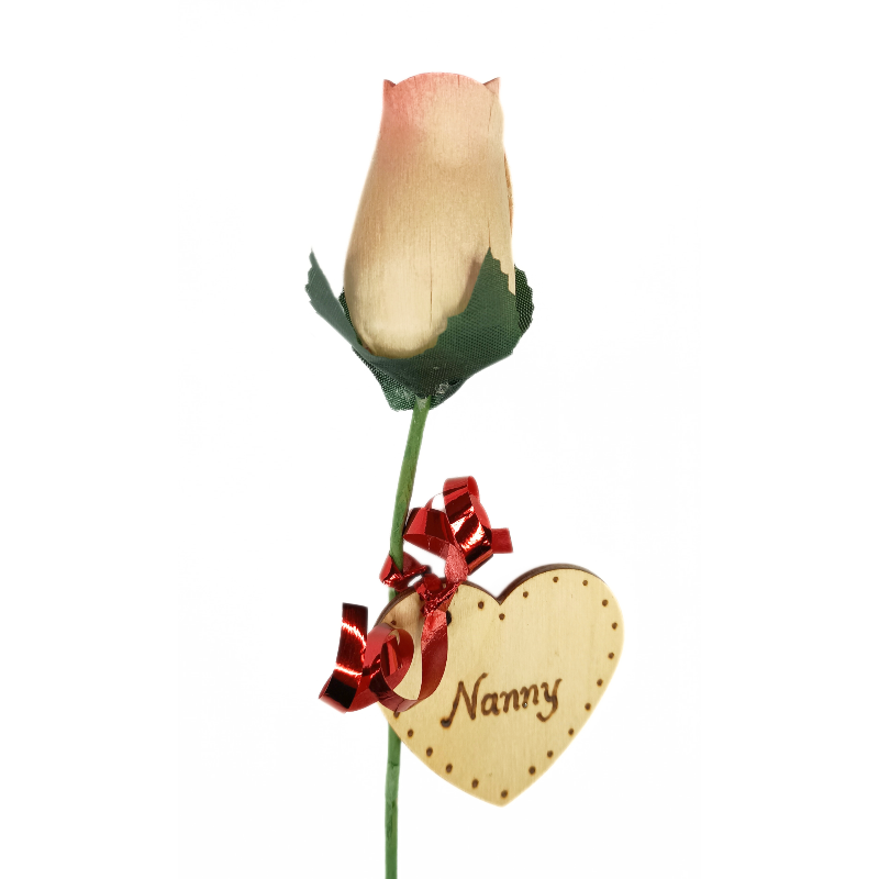 Single Wooden Rose - White and Red - Nanny