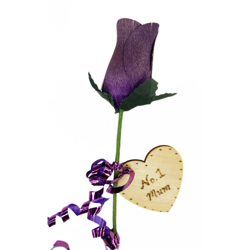 Single Wooden Rose - Violet - No 1 Mum