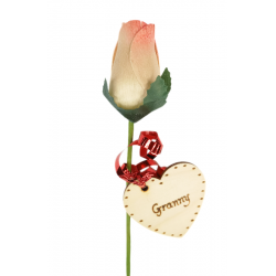 Single Wooden Rose - White...