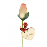 Single Wooden Rose - White & Red - Granny