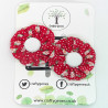 Red Floral Hair Clips