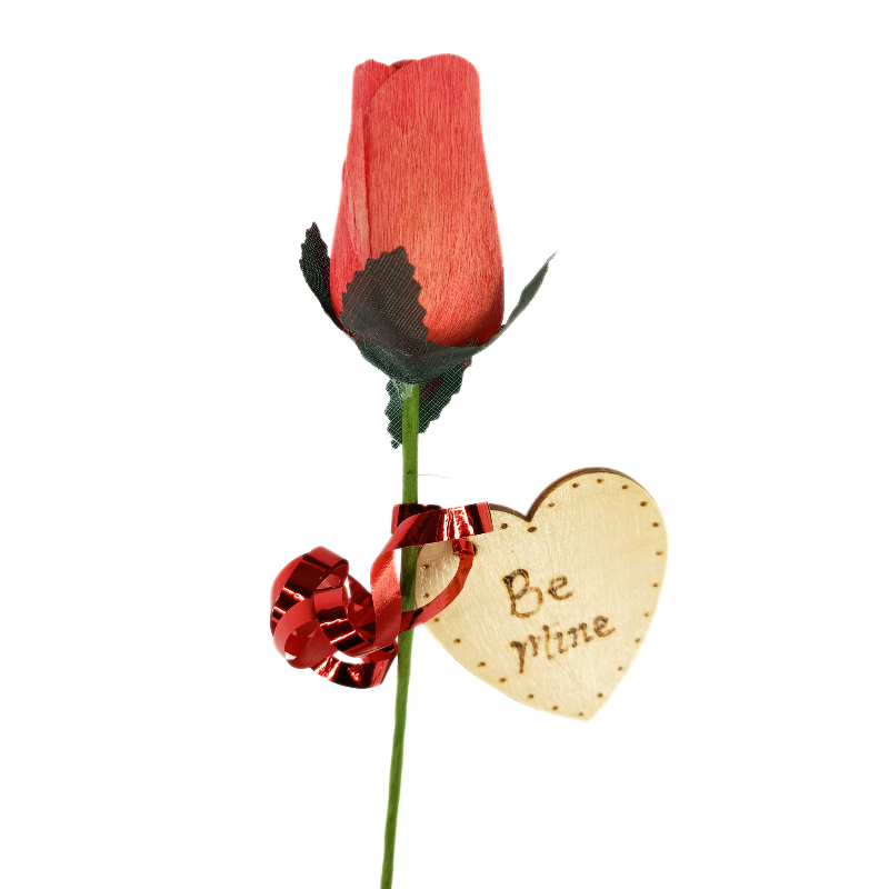 Single Wooden Rose - Pastel Red - Be Mine