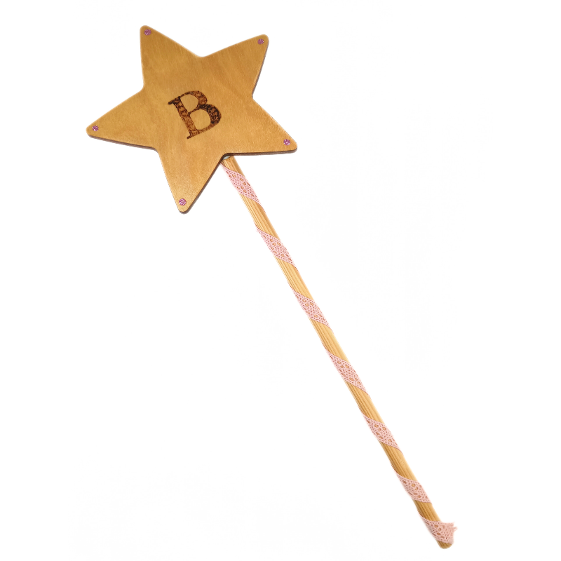 Wooden Wand - with Initial "B"