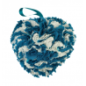 Teal & White Fabric Heart Decoration