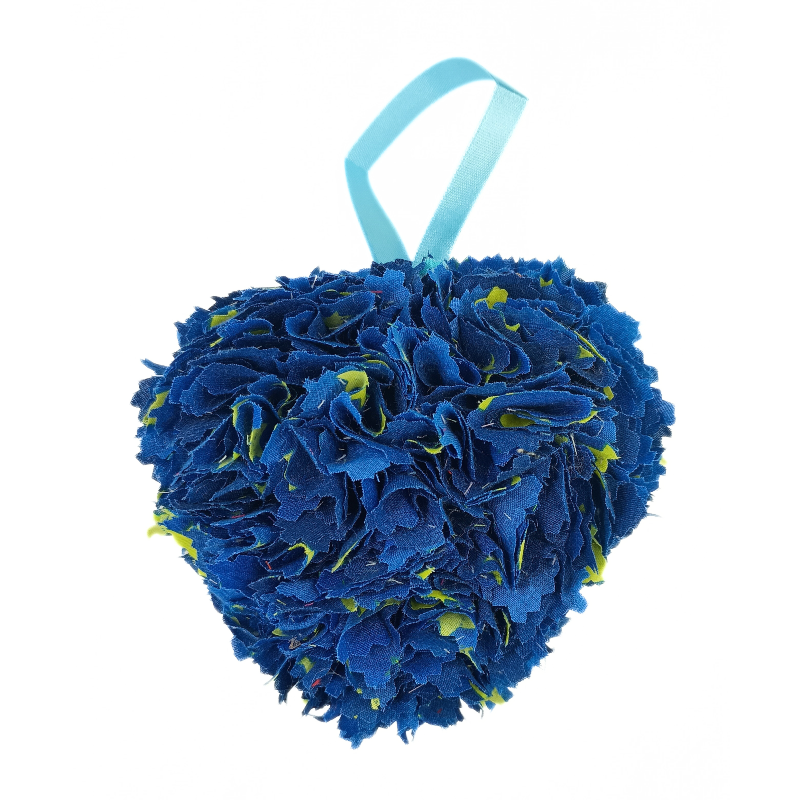 Blue and Yellow Fabric Heart Decoration
