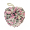 Pink, Cream & Grey Fabric Heart Decoration