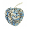 Blue, Cream & Grey Fabric Heart Decoration