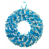 Indoor 25cm Fabric Christmas Wreath with Lights - Blue/White/Glitter