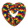 25cm Fabric Heart Wreath with lights - Rainbow