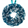 12cm Fabric Wreath with lights - Teal, Silver, Grey