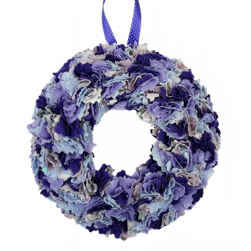 12cm Fabric Wreath with lights - Shades of Purple