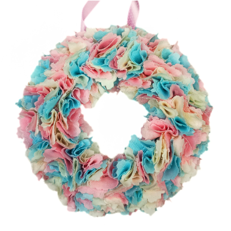 12cm Fabric Wreath with lights - Pink, Blue, Cream, Pastel