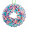 12cm Fabric Wreath with lights - Purple, Mint, Pink