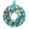 12cm Fabric Wreath with lights - Blue, Cream, Grey
