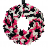 12cm Fabric Wreath with lights - Black, Pink, White