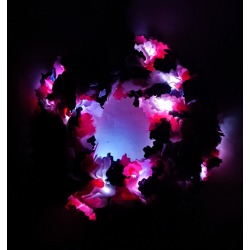 12cm Fabric Wreath with lights - Black, Pink, White