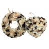 12cm Fabric Wreath with lights and matching heart - Brown, Beige, Cream