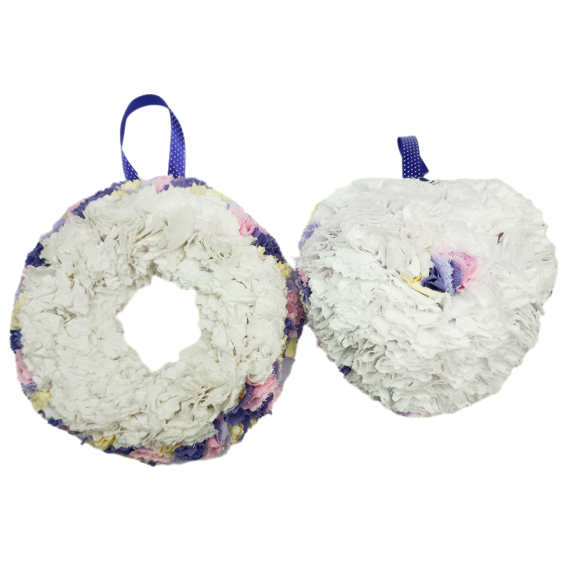 Fabric Wreath with Lights and Heart Set - White, Pink, Purple, Yellow.