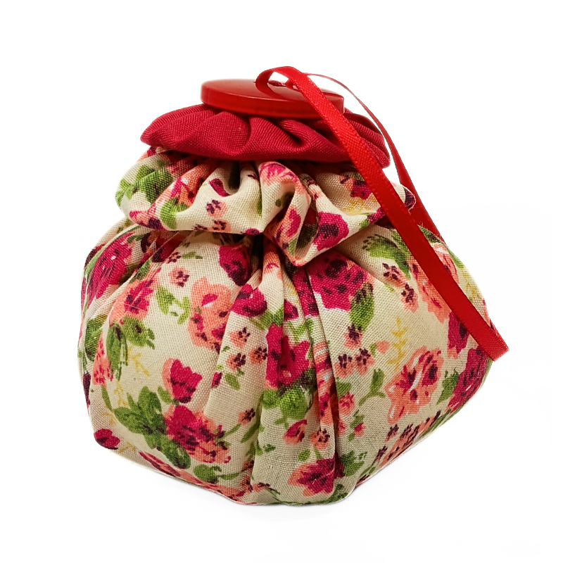 Lavender Puff - Beige & Red Floral