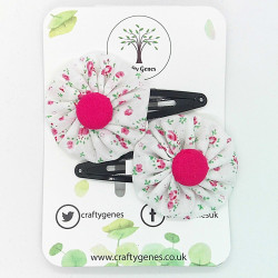 White & Pink Floral Ditsy Hair Clips