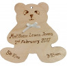 Personalised - Birth Bear Plaque - Male
