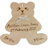 Personalised Birth Bear Plaque - Male