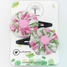 White & Pink Floral Hair Clips