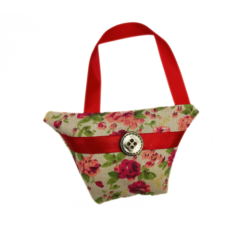 Beige & Red Floral Lavender Handbag