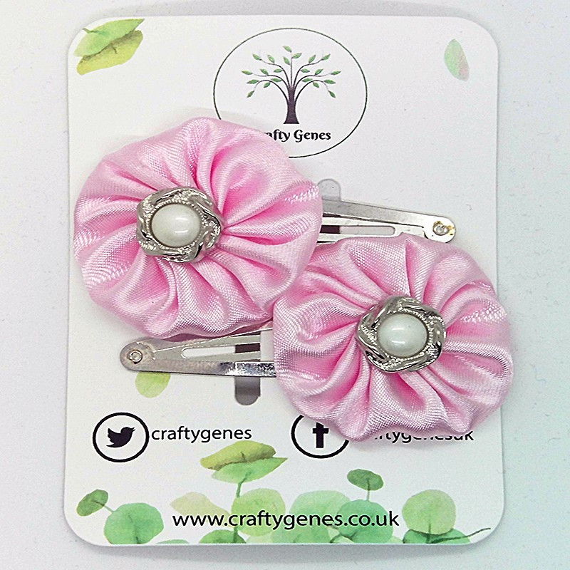 Baby Pink Satin Hair Clips
