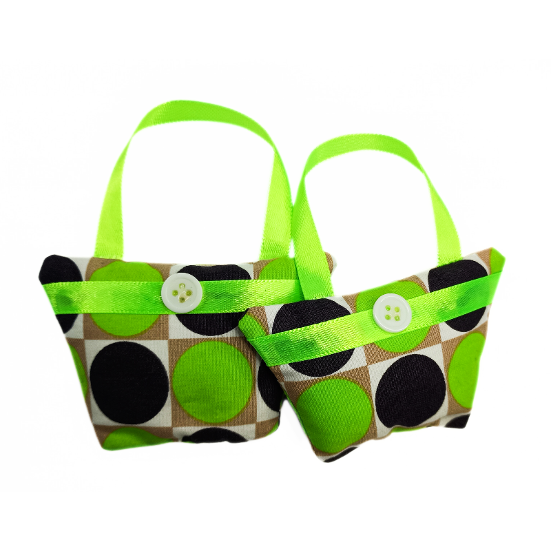 Set of 2 Mini Lavender Handbags - Green & Black Spot
