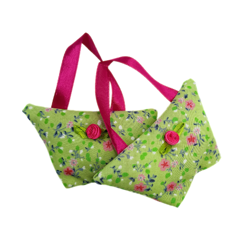 Set of 2 Mini Lavender Handbags - Green & Pink Floral