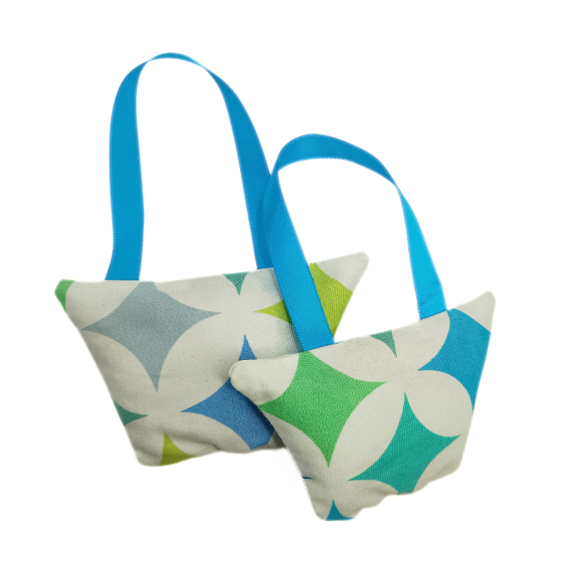 Set of 2 Mini Lavender Handbags - Blue & Green Geometric