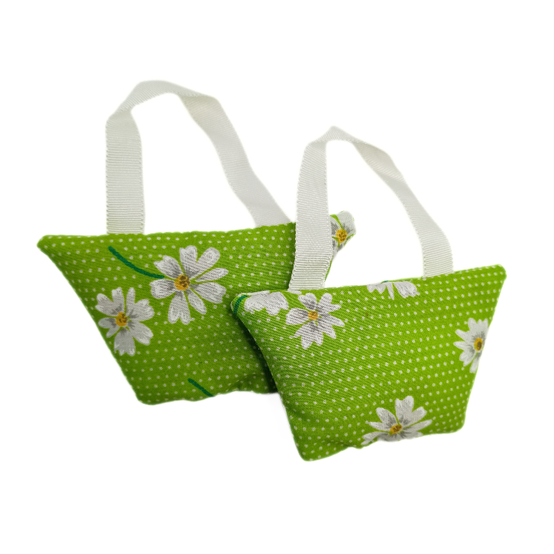 Set of 2 Mini Lavender Handbags - Lime Green Daisy