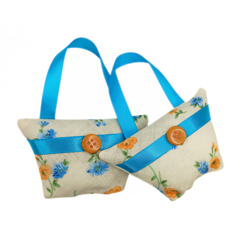 Set of 2 Mini Lavender Handbags - Peach, Orange & Blue Floral