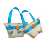 Set of 2 Mini Lavender Handbags - Peach, Orange & Blue Floral