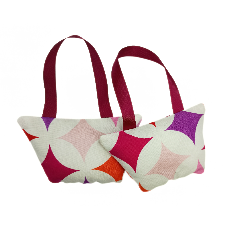 Set of 2 Mini Lavender Handbags - Pink, Purple & Red Geometric
