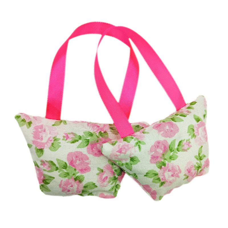 Set of 2 Mini Lavender Handbags - White & Pink Floral