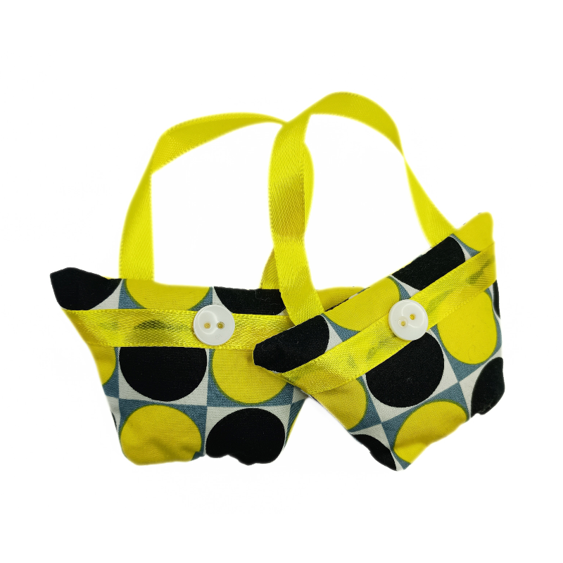 Set of 2 Mini Lavender Handbags - Yellow & Black Spot