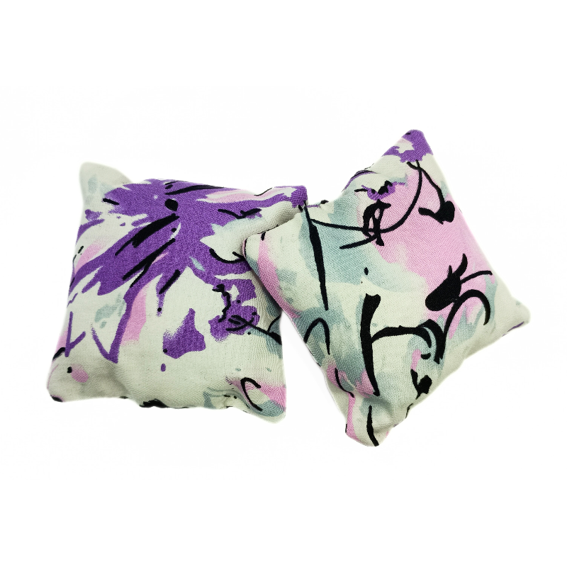 Set of 2 Mini Lavender Pillows - White Funky Pattern