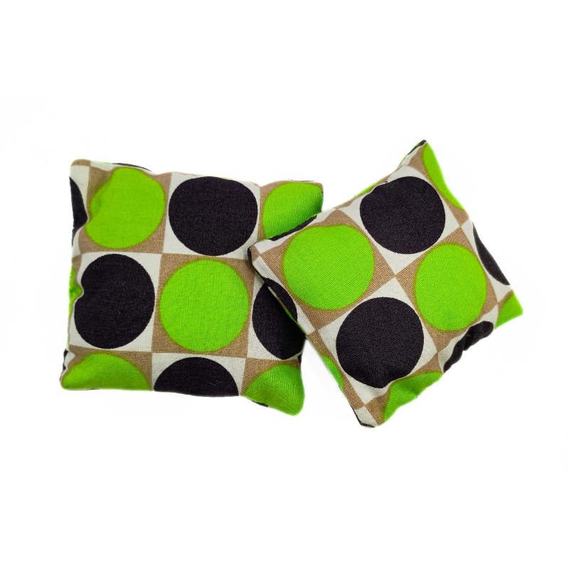 Set of 2 Mini Lavender Pillows - Green & Black Spot